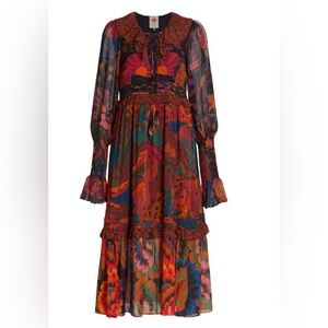 🌿 Farm Rio Lace-Up Leopard Jungle Midi Dress 🐆 
Size XS | Sold Out Style